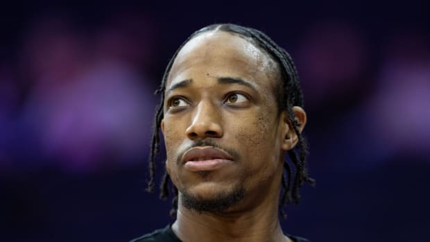 Mar 20, 2023; Philadelphia, Pennsylvania, USA; Chicago Bulls forward DeMar DeRozan